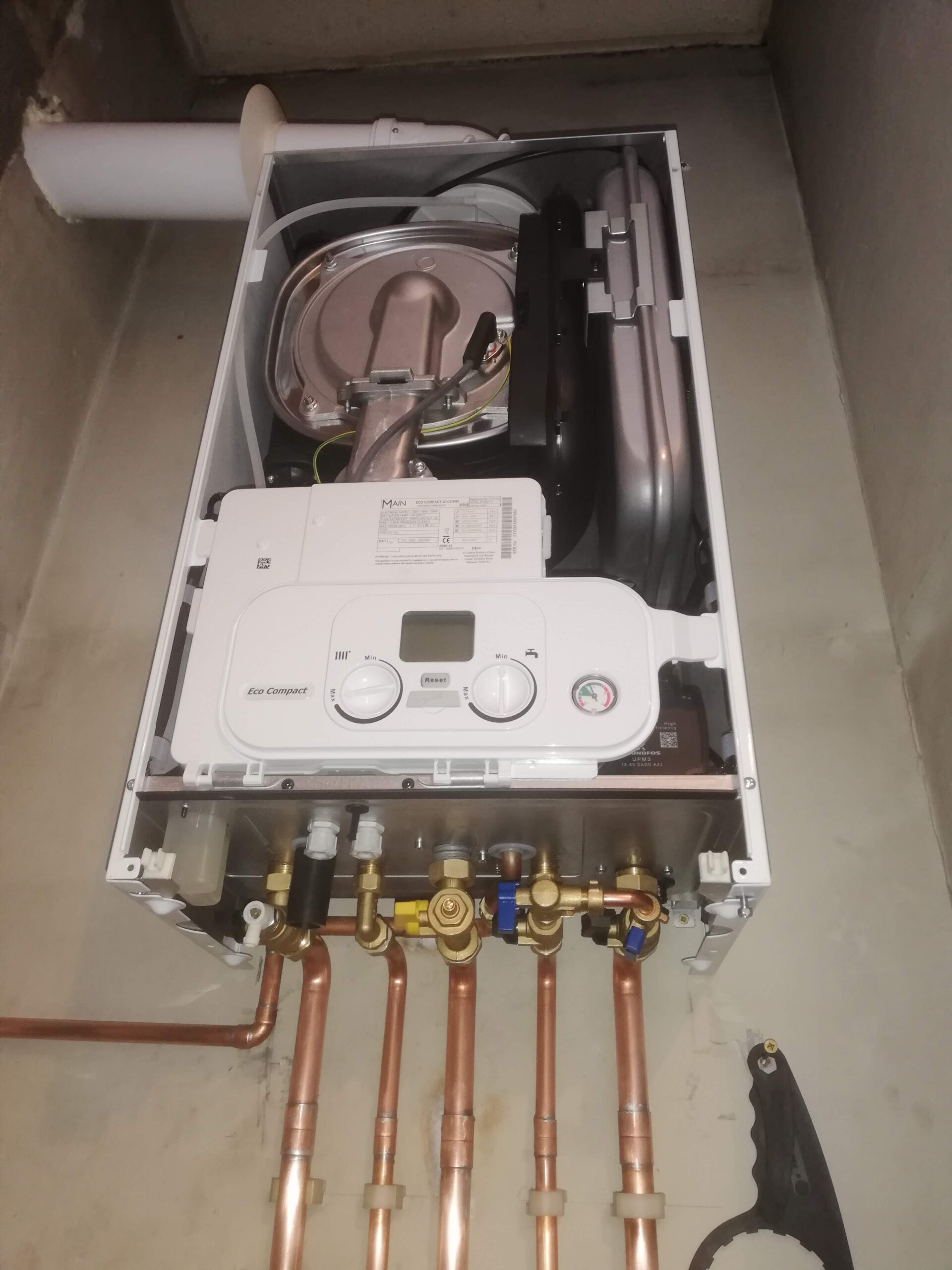 Stripped down boiler for service